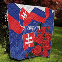 Slovakia Flag Mixed Rose Flowers Quilt - Wonder Print Shop
