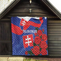 Slovakia Flag Mixed Rose Flowers Quilt - Wonder Print Shop
