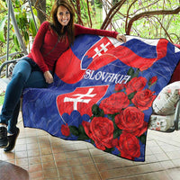 Slovakia Flag Mixed Rose Flowers Quilt - Wonder Print Shop
