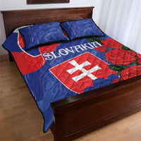 Slovakia Flag Mixed Rose Flowers Quilt Bed Set - Wonder Print Shop