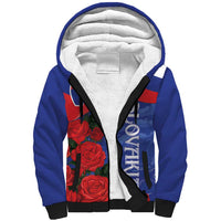 Slovakia Flag Mixed Rose Flowers Sherpa Hoodie - Wonder Print Shop