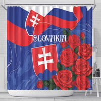 Slovakia Flag Mixed Rose Flowers Shower Curtain