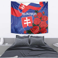 Slovakia Flag Mixed Rose Flowers Tapestry - Wonder Print Shop