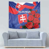 Slovakia Flag Mixed Rose Flowers Tapestry - Wonder Print Shop