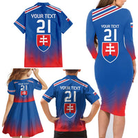 Custom Slovakia Football Family Matching Long Sleeve Bodycon Dress and Hawaiian Shirt Come On Sokoli Falcons LT9 - Wonder Print Shop