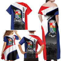 Caribbean Sint Maarten Personalized Family Matching Off Shoulder Maxi Dress and Hawaiian Shirt Brown Pelican - Wonder Print Shop