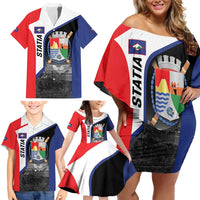 Caribbean Sint Maarten Personalized Family Matching Off Shoulder Short Dress and Hawaiian Shirt Brown Pelican - Wonder Print Shop