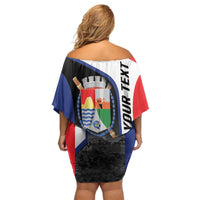 Caribbean Sint Maarten Personalized Family Matching Off Shoulder Short Dress and Hawaiian Shirt Brown Pelican - Wonder Print Shop