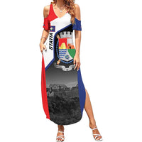 Caribbean Sint Maarten Personalized Family Matching Summer Maxi Dress and Hawaiian Shirt Brown Pelican - Wonder Print Shop