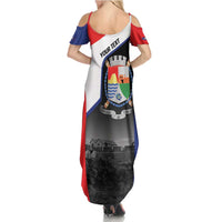 Caribbean Sint Maarten Personalized Family Matching Summer Maxi Dress and Hawaiian Shirt Brown Pelican - Wonder Print Shop