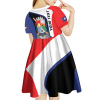 Caribbean Sint Maarten Personalized Kid Short Sleeve Dress Brown Pelican - Wonder Print Shop