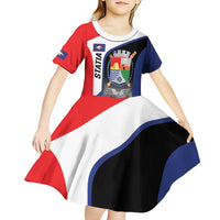 Caribbean Sint Maarten Personalized Kid Short Sleeve Dress Brown Pelican - Wonder Print Shop