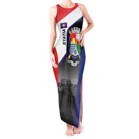 Caribbean Sint Maarten Personalized Tank Maxi Dress Brown Pelican - Wonder Print Shop