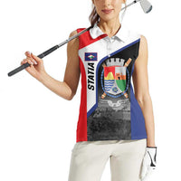 Caribbean Sint Maarten Personalized Women Sleeveless Polo Shirt Brown Pelican - Wonder Print Shop