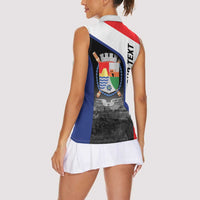 Caribbean Sint Maarten Personalized Women Sleeveless Polo Shirt Brown Pelican - Wonder Print Shop