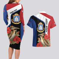 Caribbean Sint Eustatius Personalized Couples Matching Long Sleeve Bodycon Dress and Hawaiian Shirt Statia Superba et confidens - Wonder Print Shop