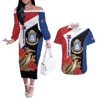 Caribbean Sint Eustatius Personalized Couples Matching Off The Shoulder Long Sleeve Dress and Hawaiian Shirt Statia Superba et confidens - Wonder Print Shop