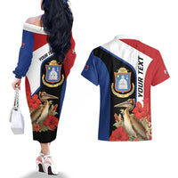 Caribbean Sint Eustatius Personalized Couples Matching Off The Shoulder Long Sleeve Dress and Hawaiian Shirt Statia Superba et confidens - Wonder Print Shop