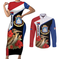 Caribbean Sint Eustatius Personalized Couples Matching Short Sleeve Bodycon Dress and Long Sleeve Button Shirt Statia Superba et confidens - Wonder Print Shop