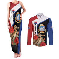 Caribbean Sint Eustatius Personalized Couples Matching Tank Maxi Dress and Long Sleeve Button Shirt Statia Superba et confidens - Wonder Print Shop