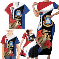 Caribbean Sint Eustatius Personalized Family Matching Short Sleeve Bodycon Dress and Hawaiian Shirt Statia Superba et confidens - Wonder Print Shop