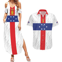 Personalized Nederlandse Antillen 1959-1986 Couples Matching Summer Maxi Dress and Hawaiian Shirt Simple Flag Style - Wonder Print Shop