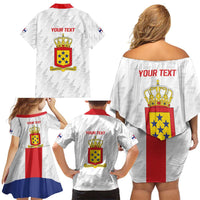 Personalized Nederlandse Antillen 1959-1986 Family Matching Off Shoulder Short Dress and Hawaiian Shirt Simple Flag Style - Wonder Print Shop