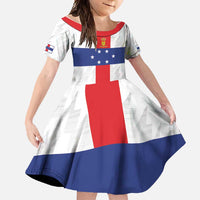 Personalized Nederlandse Antillen 1959-1986 Family Matching Short Sleeve Bodycon Dress and Hawaiian Shirt Simple Flag Style - Wonder Print Shop