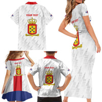 Personalized Nederlandse Antillen 1959-1986 Family Matching Short Sleeve Bodycon Dress and Hawaiian Shirt Simple Flag Style - Wonder Print Shop