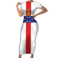 Personalized Nederlandse Antillen 1959-1986 Family Matching Short Sleeve Bodycon Dress and Hawaiian Shirt Simple Flag Style - Wonder Print Shop