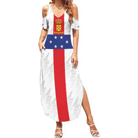 Personalized Nederlandse Antillen 1959-1986 Family Matching Summer Maxi Dress and Hawaiian Shirt Simple Flag Style - Wonder Print Shop