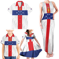 Personalized Nederlandse Antillen 1959-1986 Family Matching Tank Maxi Dress and Hawaiian Shirt Simple Flag Style - Wonder Print Shop