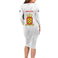 Personalized Nederlandse Antillen 1959-1986 Long Sleeve Bodycon Dress Simple Flag Style - Wonder Print Shop