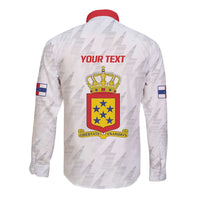 Personalized Nederlandse Antillen 1959-1986 Long Sleeve Button Shirt Simple Flag Style - Wonder Print Shop