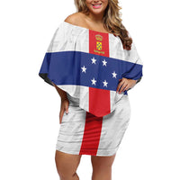 Personalized Nederlandse Antillen 1959-1986 Off Shoulder Short Dress Simple Flag Style - Wonder Print Shop