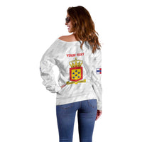 Personalized Nederlandse Antillen 1959-1986 Off Shoulder Sweater Simple Flag Style - Wonder Print Shop