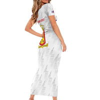 Personalized Nederlandse Antillen 1959-1986 Short Sleeve Bodycon Dress Simple Flag Style - Wonder Print Shop