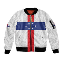 Personalized Nederlandse Antillen 1959-1986 Sleeve Zip Bomber Jacket Simple Flag Style - Wonder Print Shop