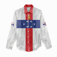 Personalized Nederlandse Antillen 1959-1986 Women Casual Shirt Simple Flag Style - Wonder Print Shop