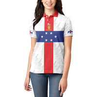 Personalized Nederlandse Antillen 1959-1986 Women Polo Shirt Simple Flag Style - Wonder Print Shop