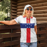 Personalized Nederlandse Antillen 1959-1986 Women Polo Shirt Simple Flag Style - Wonder Print Shop