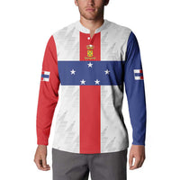 Personalized Nederlandse Antillen 1986-2010 Button Sweatshirt Simple Flag Style - Wonder Print Shop