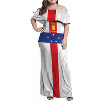 Personalized Nederlandse Antillen 1986-2010 Family Matching Off Shoulder Maxi Dress and Hawaiian Shirt Simple Flag Style - Wonder Print Shop