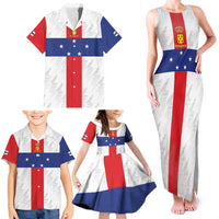 Personalized Nederlandse Antillen 1986-2010 Family Matching Tank Maxi Dress and Hawaiian Shirt Simple Flag Style - Wonder Print Shop