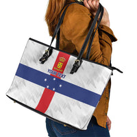 Personalized Nederlandse Antillen 1986-2010 Leather Tote Bag Simple Flag Style - Wonder Print Shop