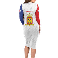 Personalized Nederlandse Antillen 1986-2010 Long Sleeve Bodycon Dress Simple Flag Style - Wonder Print Shop