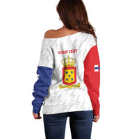 Personalized Nederlandse Antillen 1986-2010 Off Shoulder Sweater Simple Flag Style - Wonder Print Shop