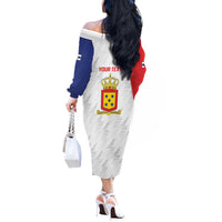 Personalized Nederlandse Antillen 1986-2010 Off The Shoulder Long Sleeve Dress Simple Flag Style - Wonder Print Shop