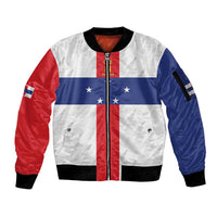 Personalized Nederlandse Antillen 1986-2010 Sleeve Zip Bomber Jacket Simple Flag Style - Wonder Print Shop