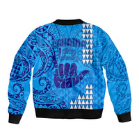 Strong Maui Bomber Jacket Good Living Hawaii with Shaka Sign Kakau Tribal Blue LT9 - Wonder Print Shop